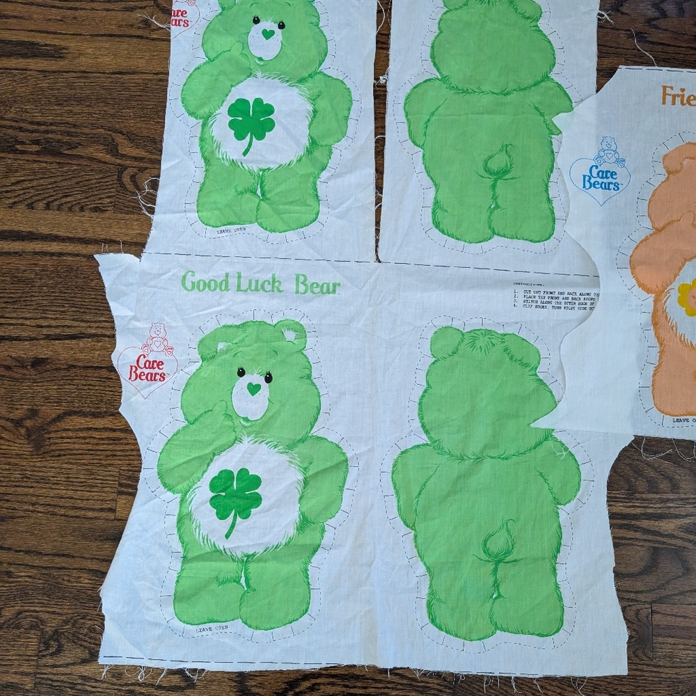 Vintage Care Bears Cut and Sew Fabric Panels Good Luck Bear Friend Bear 1980s - Picture 3 of 4